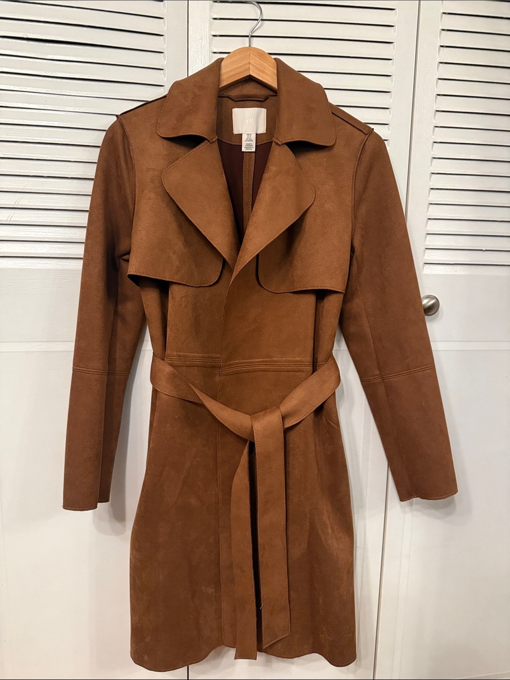 H&M WOMEN’S FAUX SUEDE TRENCH COAT- XS